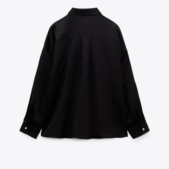 Zara | Black Satin Shirt - Picture 2 of 5